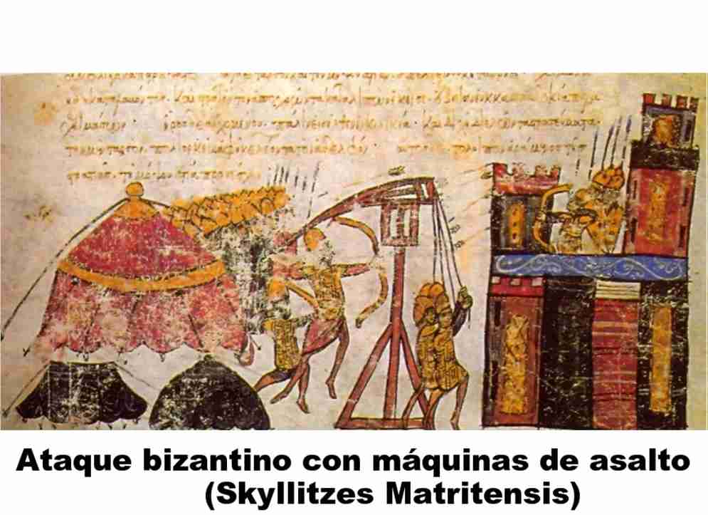 Ataque bizantino con máquinas de asalto Skyllitzes