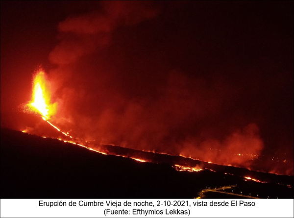 Erupción vista desde El Paso