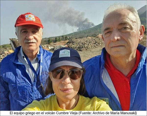 equipo griego en Cumbre Vieja
