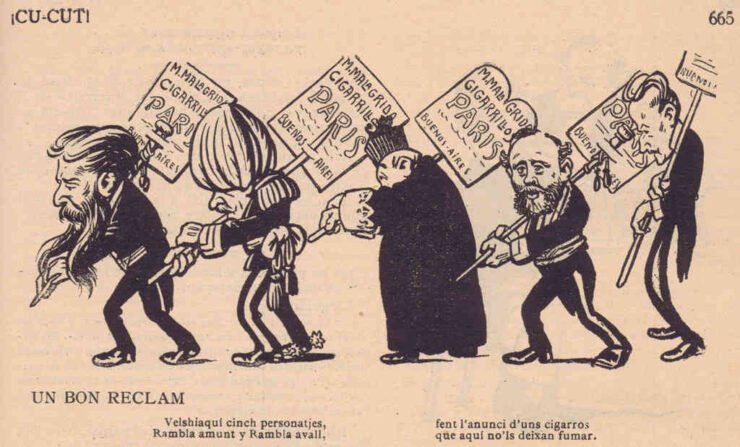 8 Caricatura de Gaieta Cornet Un buen reclamo. Revista Cu cut Barcelona 15 de octubre de 1903