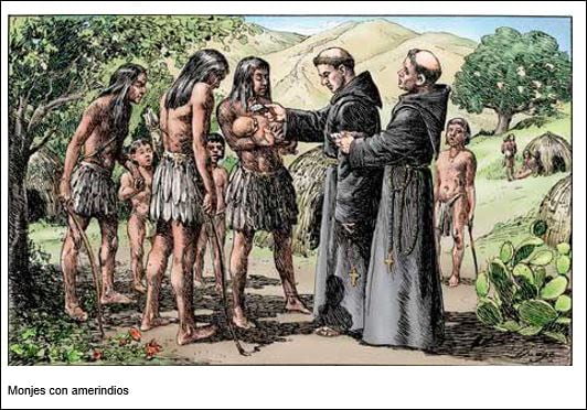 Monjes con amerindios