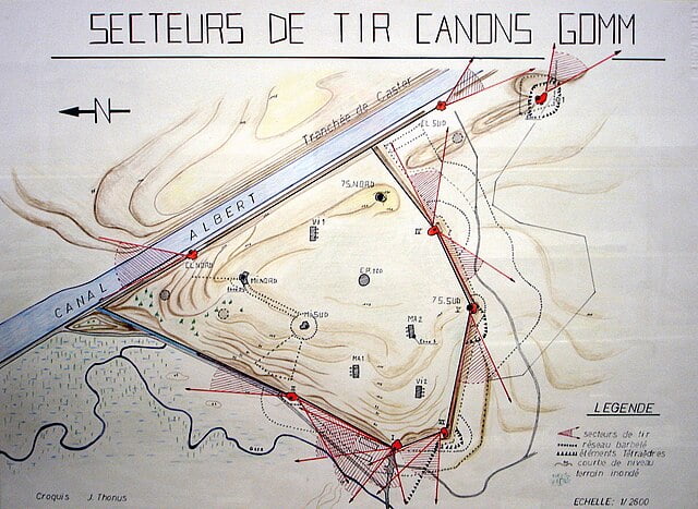 Plano del fuerte Eben-Emael. Plano del fuerte Eben-Emael.