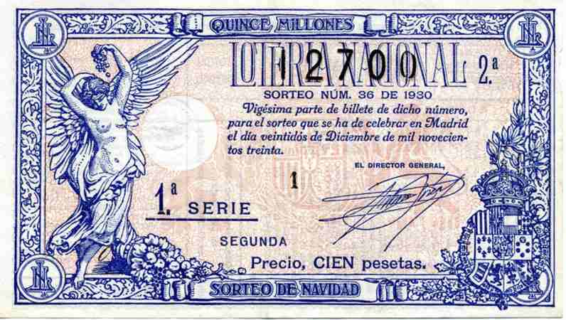 Décimo Lotería de Navidad 1930