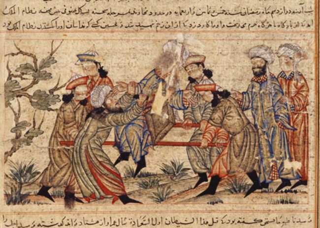 Nizam al-Mulk es asesinado_pintura islámica siglo XIV