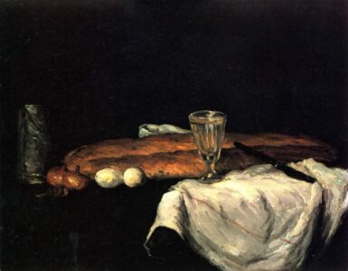 Paul Cézanne - Naturaleza muerta con pan y huevos