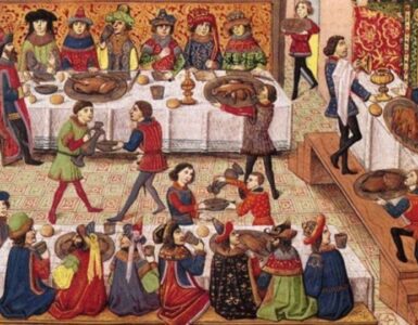 Sirvientes en un banquete medieval